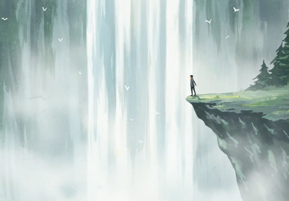 폭포 아래 서 있는 꿈