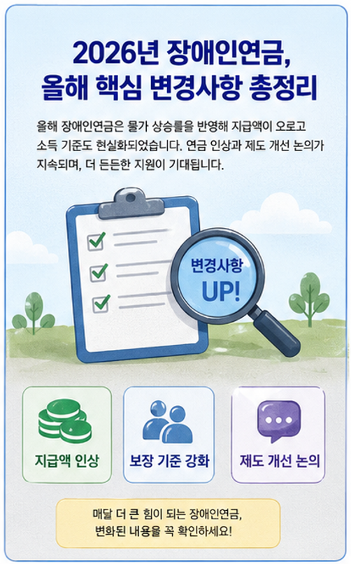 "3급 단일 장애인도 월 43만 9,700원 받나?" - 장애인연금 올해 달라지는 점 핵심 분석 (2026년 최신)