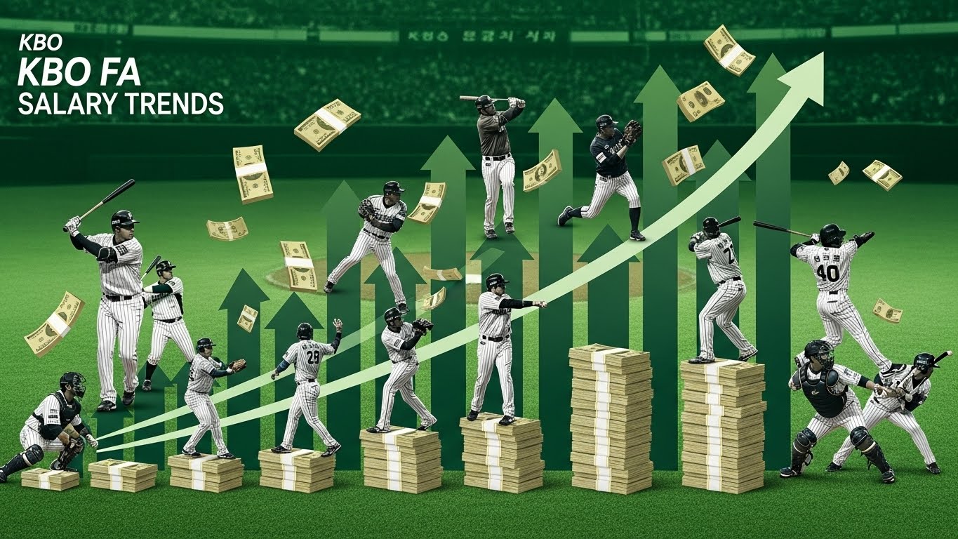 샐러리캡 도입 후 KBO 구단들이 젊은 선수 육성과 효율적인 FA 전략으로 전환하는 모습을 시각적으로 표현한 이미지.