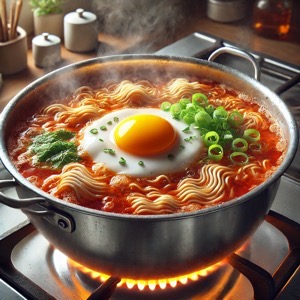 라면이 완성되기 바로전