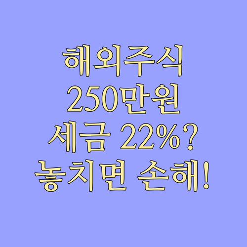 해외주식 양도소득세 250만 원 공제..