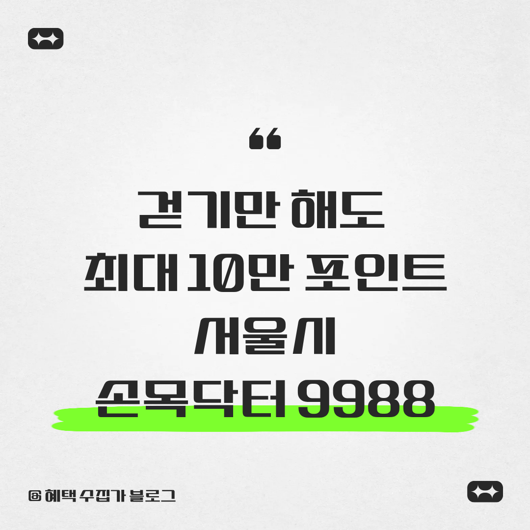 걷기만 해도 최대 10만 포인트 서울시 손목닥터 9988