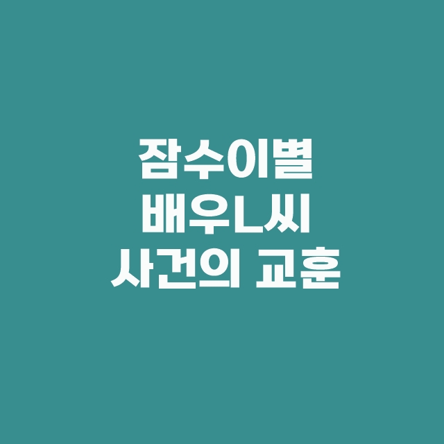 잠수이별 뜻 연예인 배우 L씨 심리 네이트판 원본 + 추가글