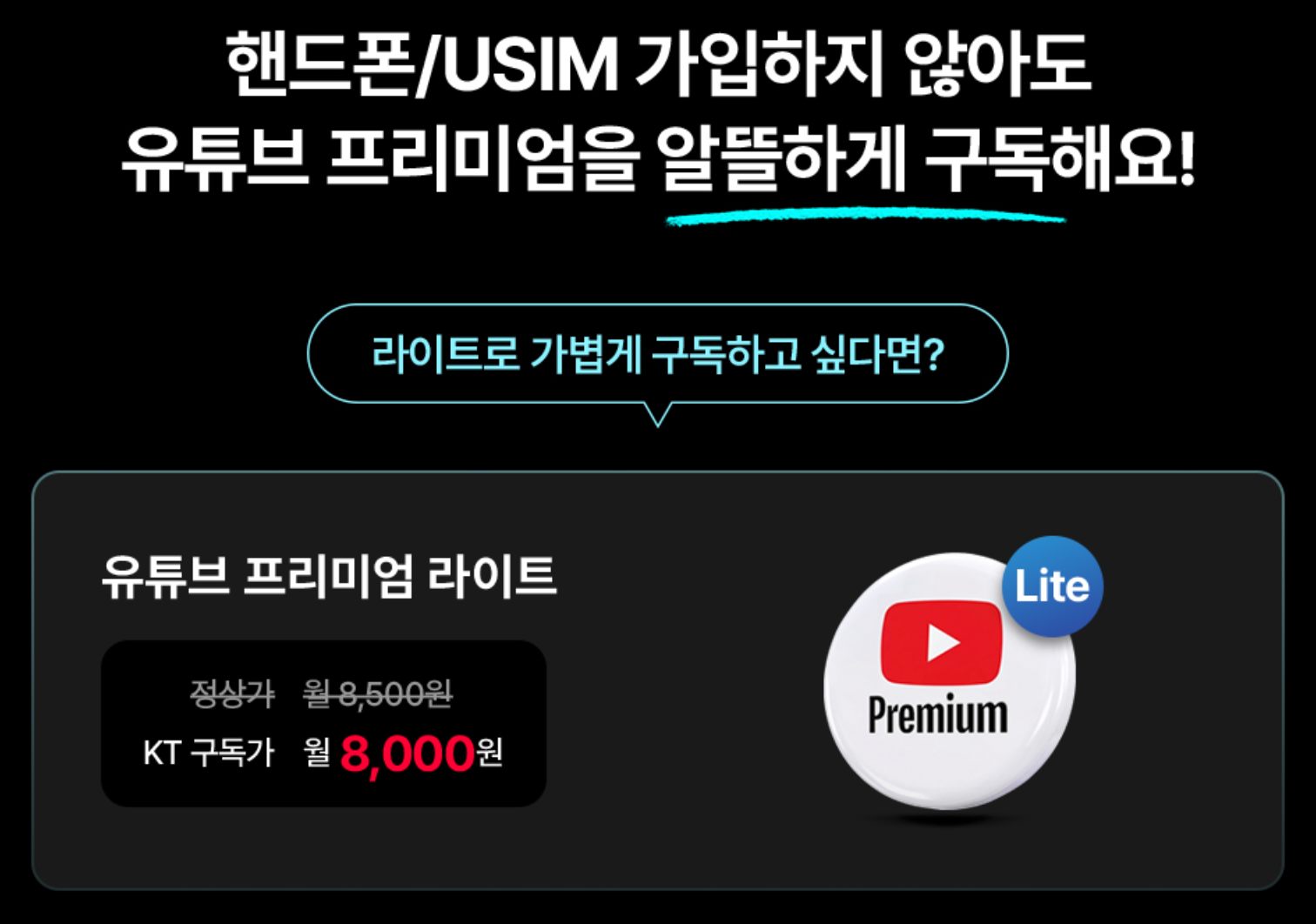 KT 구독료 월 8,000원