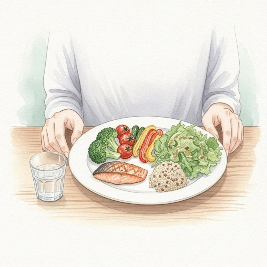 균형 잡힌 식사를 즐기는 모습