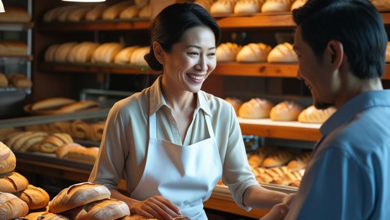 손님을 맞고 있는 소상공인 모습