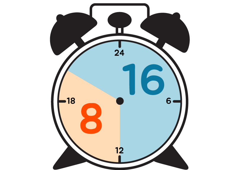 16:8 간헐적 단식 시계 일러스트
