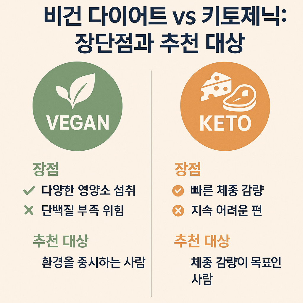 비건 다이어트 vs 키토제닉: 장단점과 추천 대상
