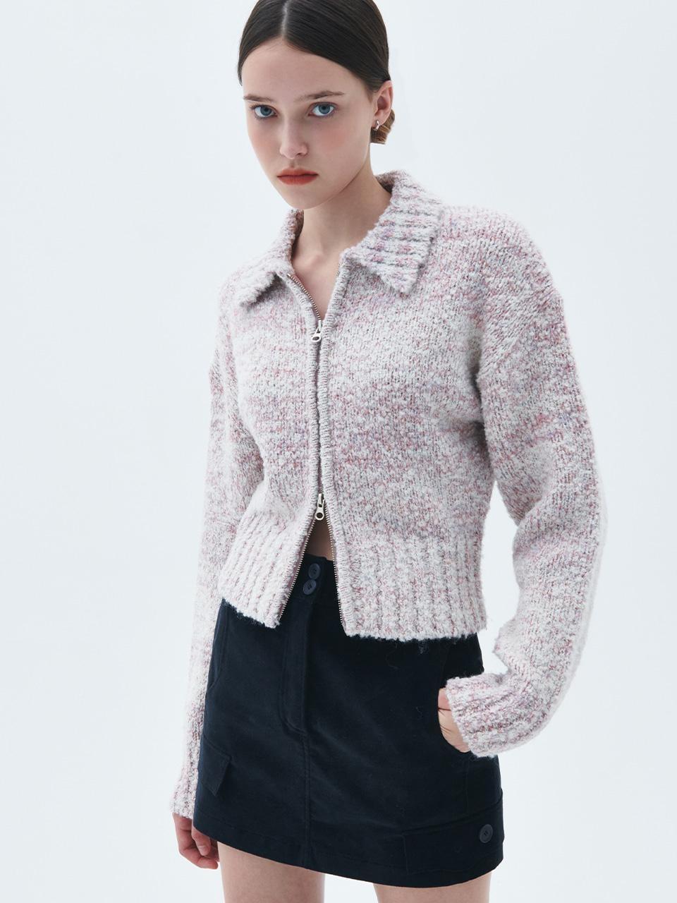 시티브리즈 CITYBREEZE 단독세일 22CW 보카시 카라 집업 가디건 니트