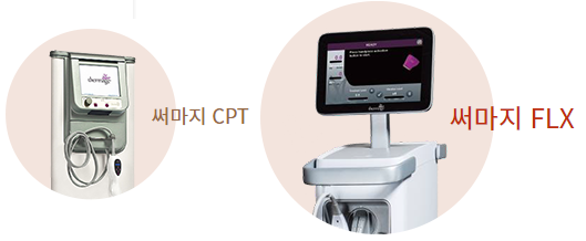 최신버전인 4세대 써마지 FLX와 3세대 써마지 CPT