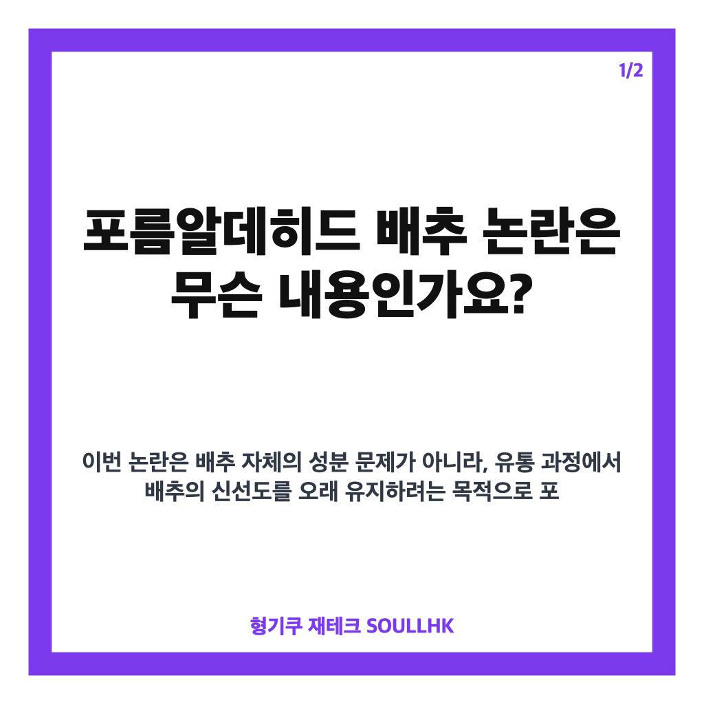 포름알데히드 배추 논란, 위험성과 특별조사 내용 정리 카드뉴스 1
