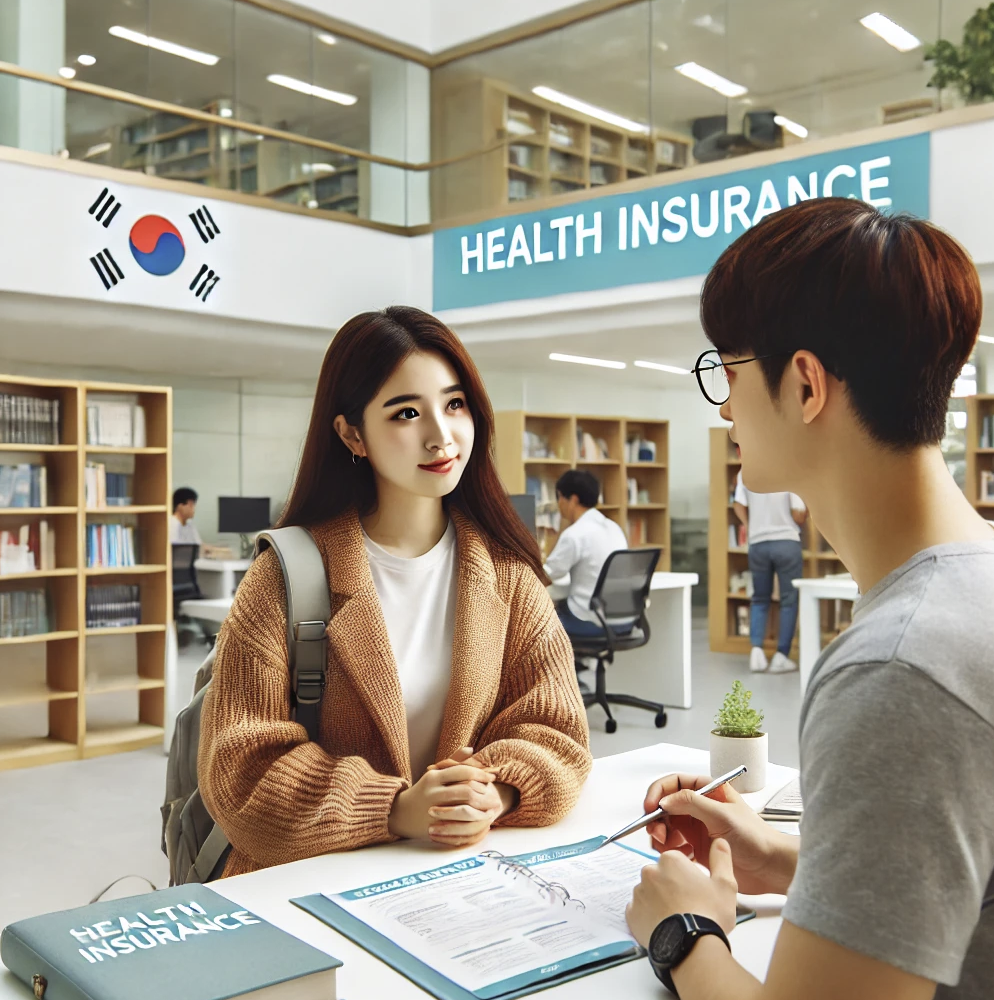 외국인 유학생이 보험상담 받는 장면