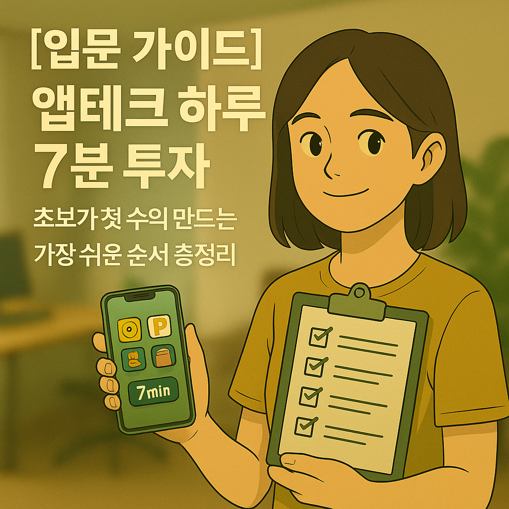 [입문 가이드] 앱테크 하루 7분 투자 ｜ 초보가 첫 수익 만드는 가장 쉬운 순서 총정리