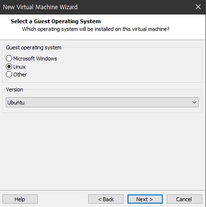 게스트 운영체제 선택