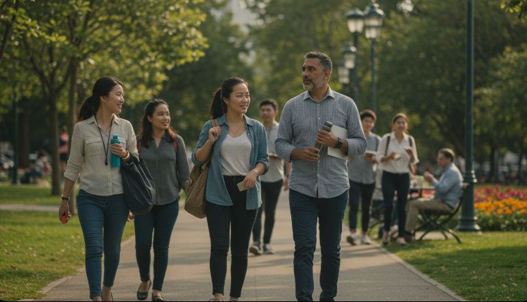 식후 짧은 산책의 놀라운 효과