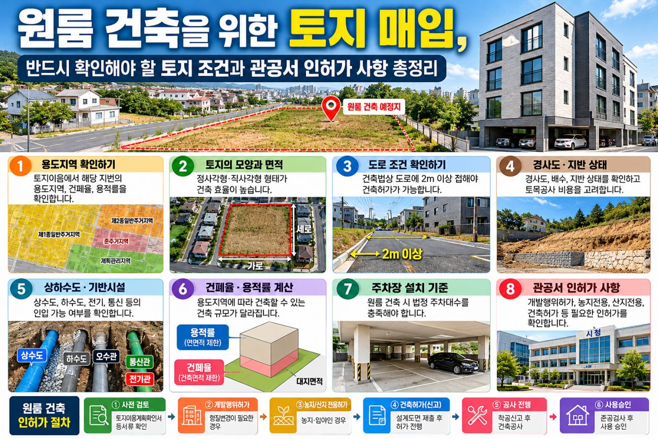 원룸 건축을 위한 토지 매입, 반드시 확인해야 할 토지 조건과 관공서 인허가 사항 총정리