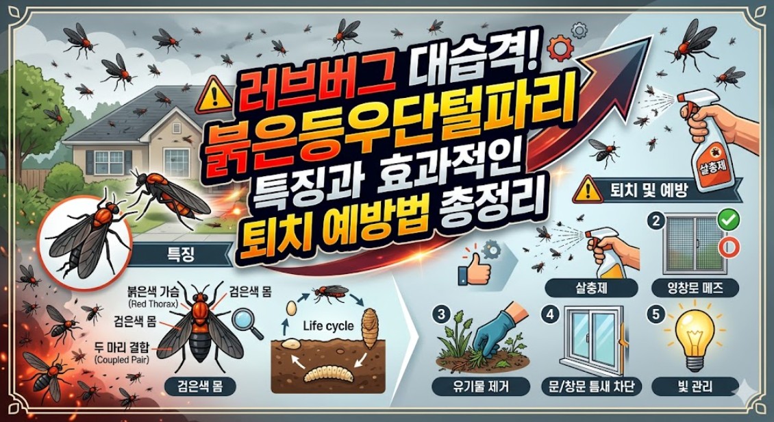 러브버그 대습격! 붉은등우단털파리 특징과 효과적인 퇴치 예방법 총정리