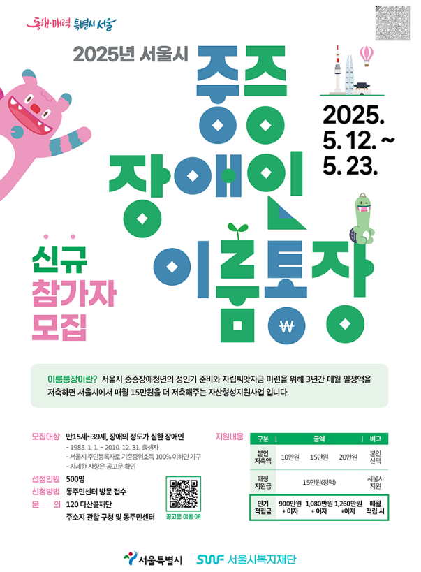 서울시 중증장애인 지원금 포스터