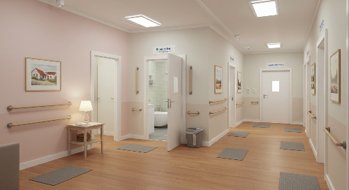 치매 부모님을 위해 미끄럼방지패트와 안전 손잡이가 있는 집