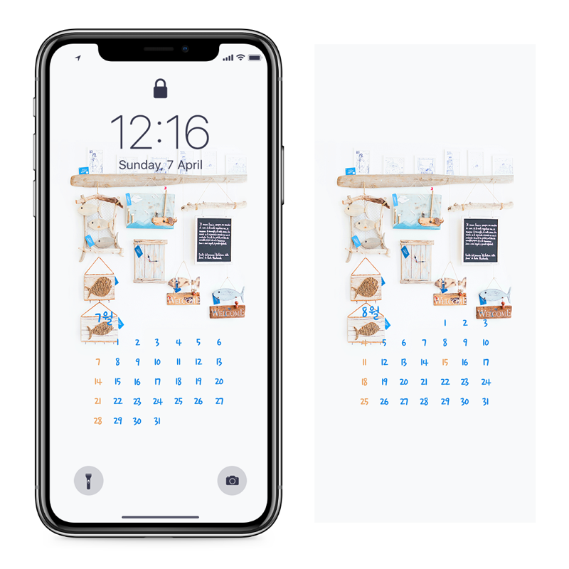 09 물고기 장식 AB - 2024년7월 아이폰달력배경화면