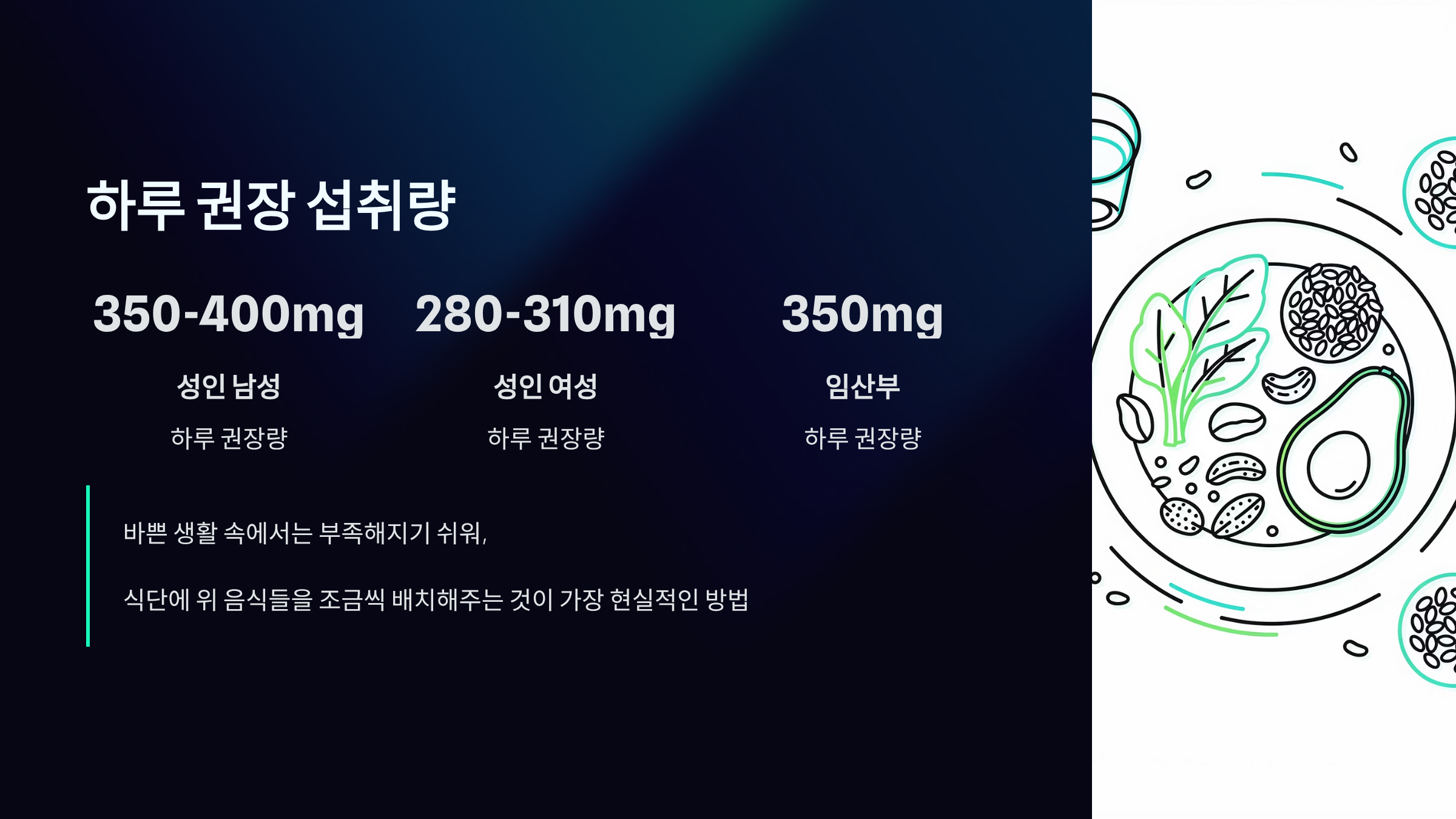 마그네슘 하루 섭취 권장량