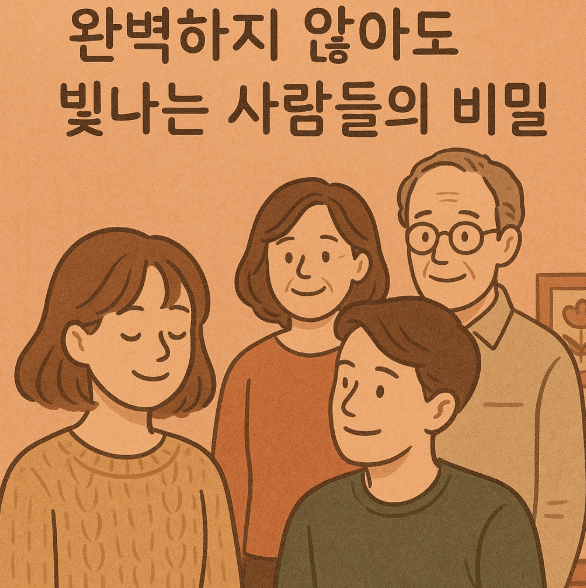 완벽하지 않아도 빛나는 사람을 바라보고 있는 세사람 모습사진