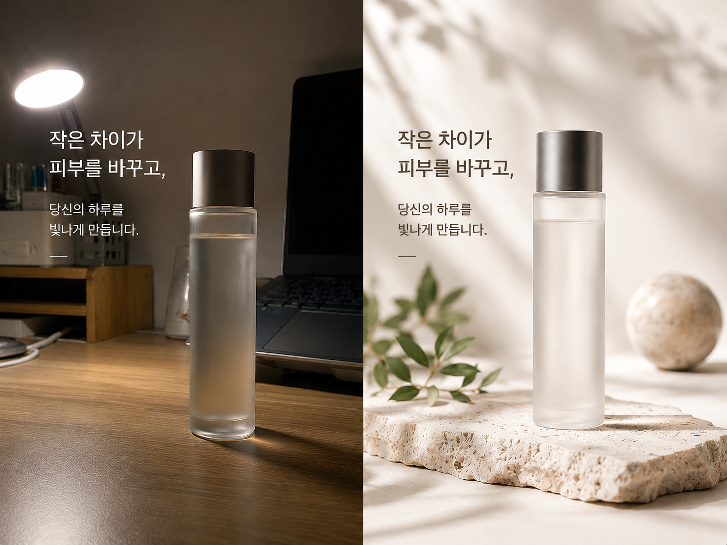 부자연스러운 상품 사진 배경과 어우러지지 않는 디자인 한계를 보여주는 상업용 무료 폰트 추천 대비 분석 이미지