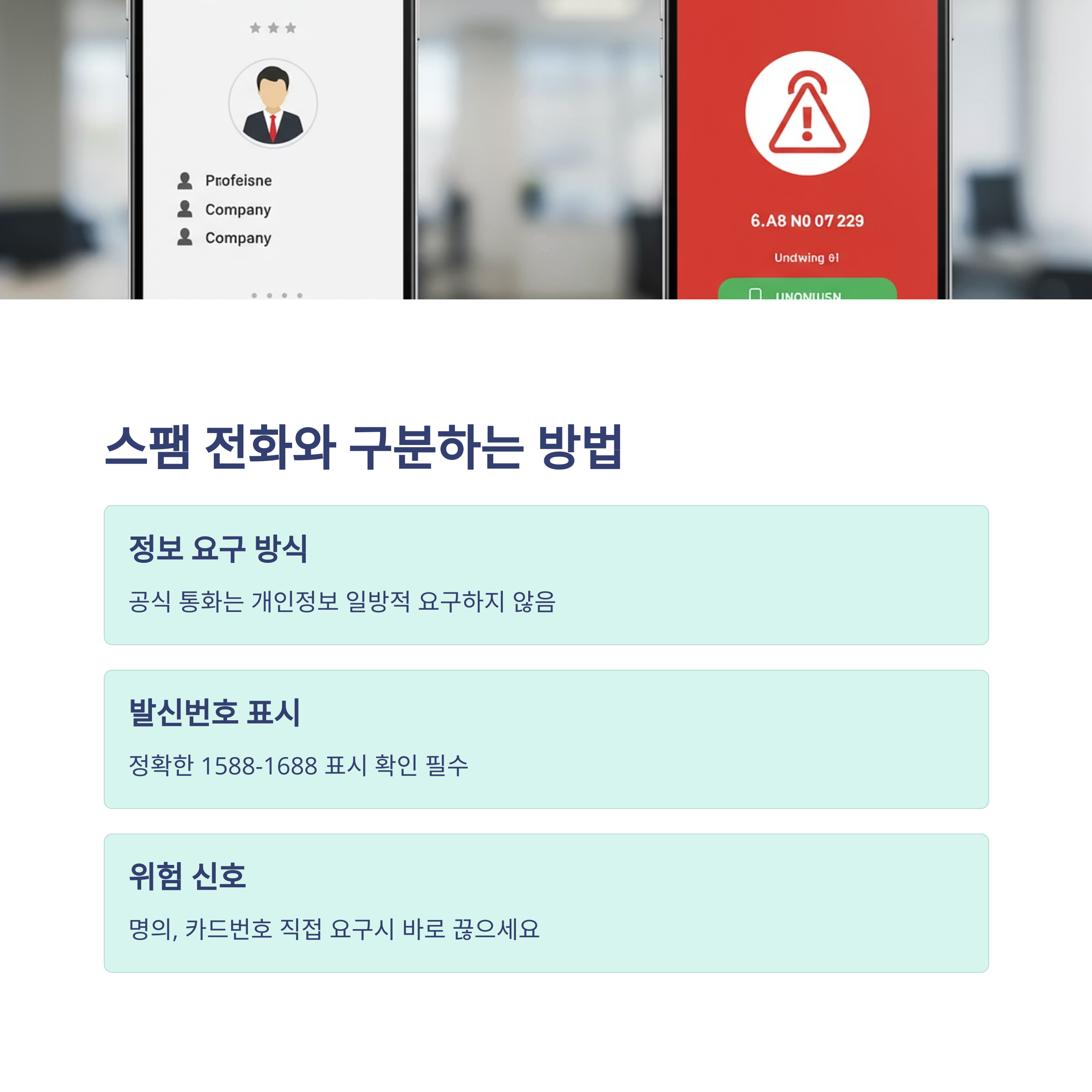 스팸 전화와의 구분법