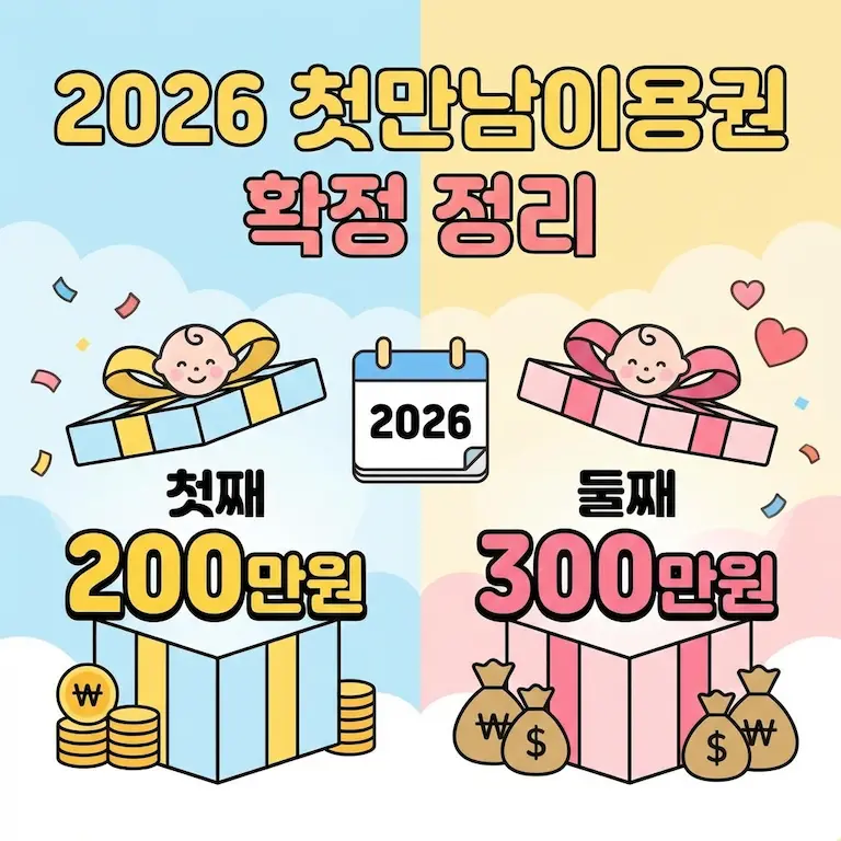 2026 첫만남이용권 첫째 200만원, 둘째 300만원 확정 정리