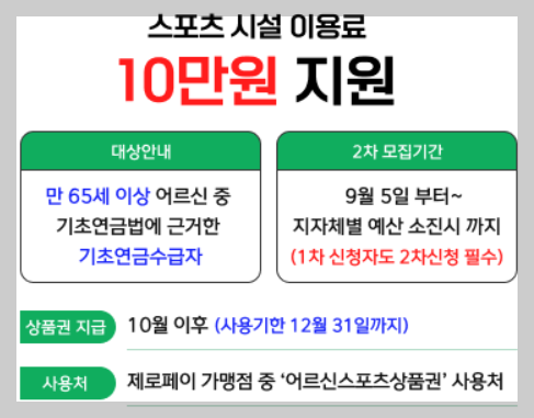 어르신 스포츠 상품권 2차 신청방법 및 사용처 총정리