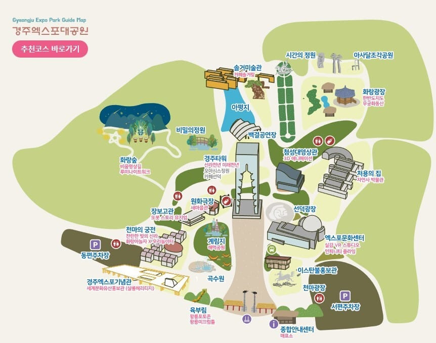 경주 엑스포대공원 추천 관람코스 안내판
