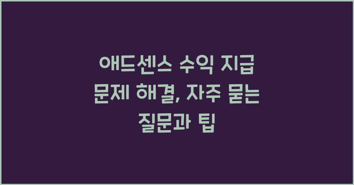 애드센스 수익 지급 문제 해결  