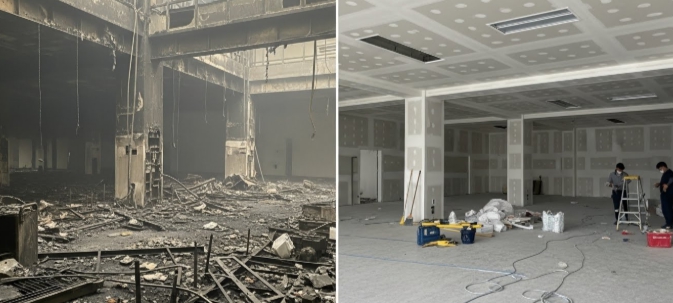 함평 화재 청소 후 복구중