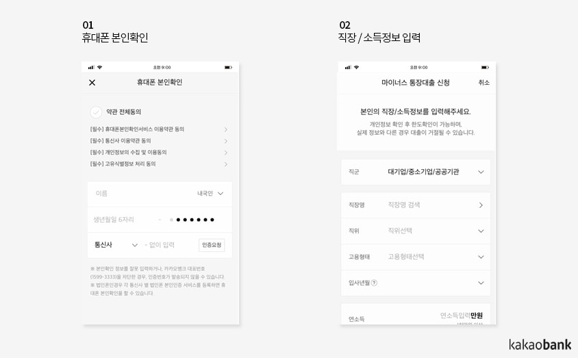 본인확인 및 직장과 소득정보