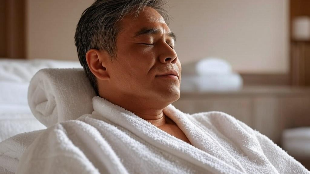 휴식하는 중년 남성