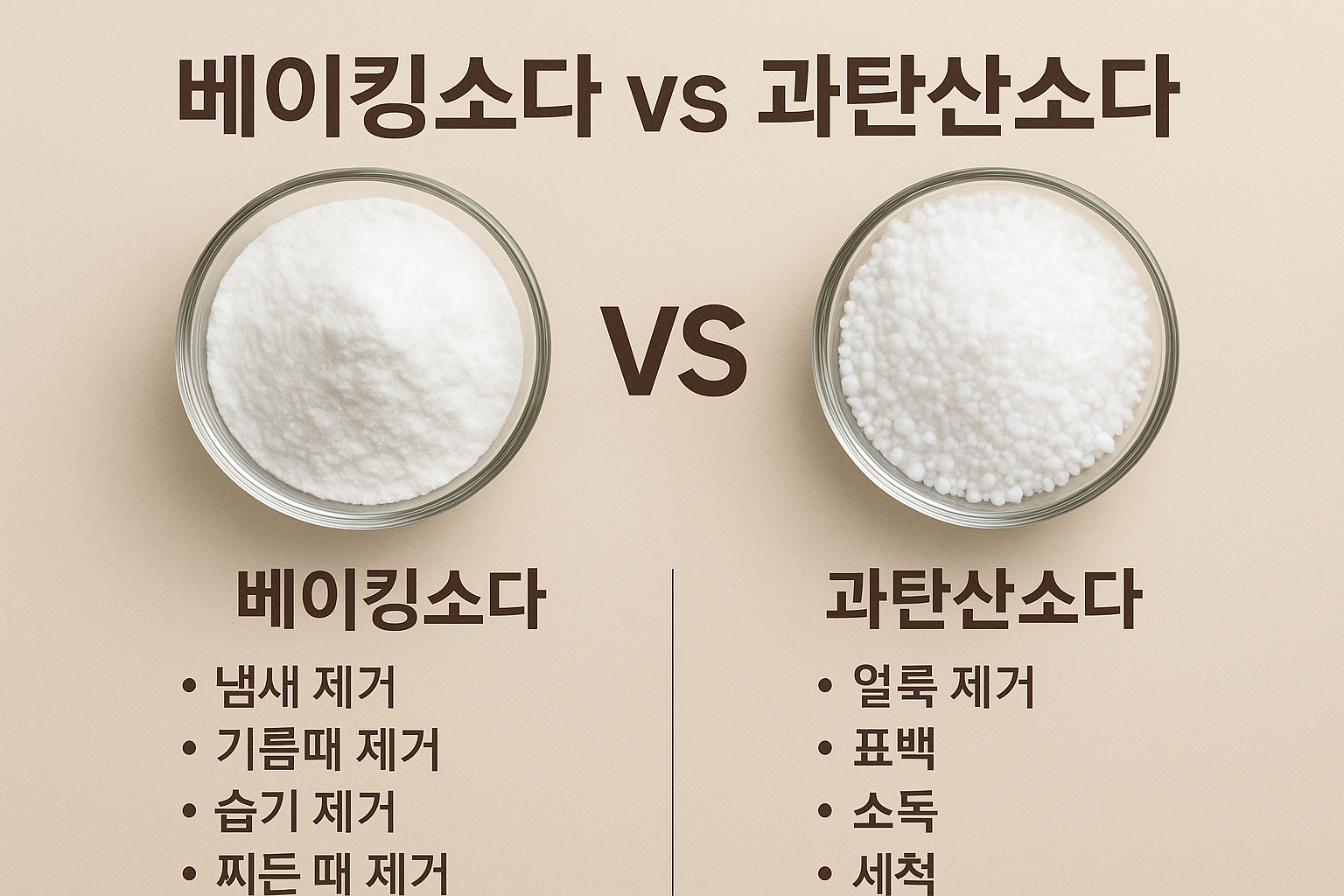 베이킹소다 vs 과탄산소다, 제대로 알고 써야 효과 200%!