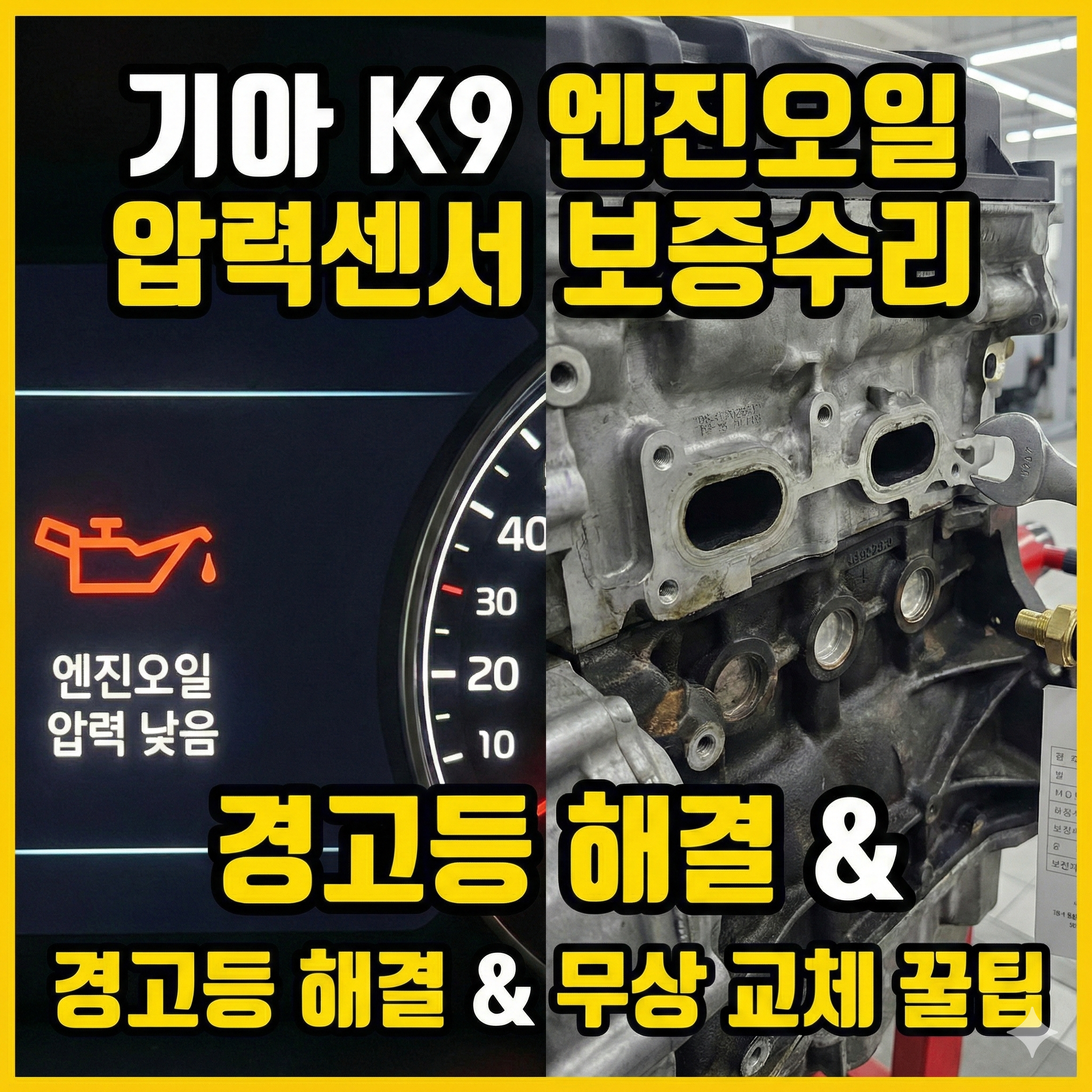 기아 K9 엔진오일 압력센서 보증수리 가이드: 경고등 증상과 무상 교체 팁