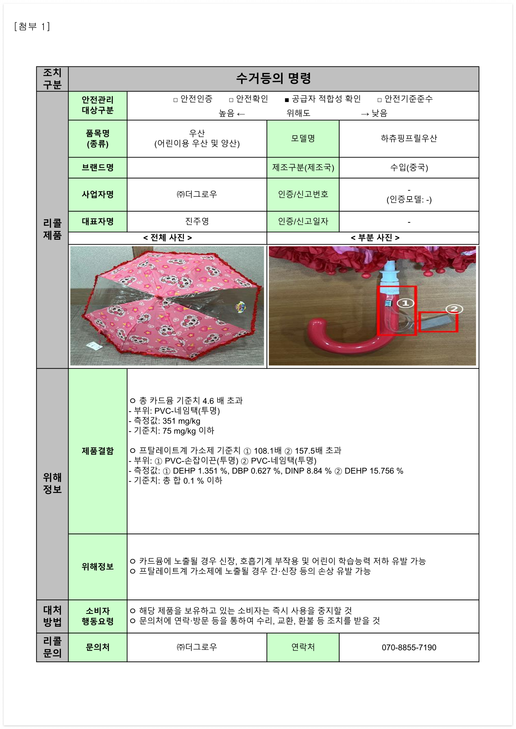 학용품완구리콜