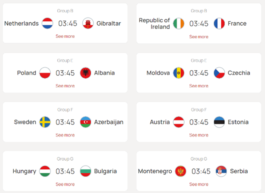 UEFA 유로 2024 예선 매치데이2 경기 일정