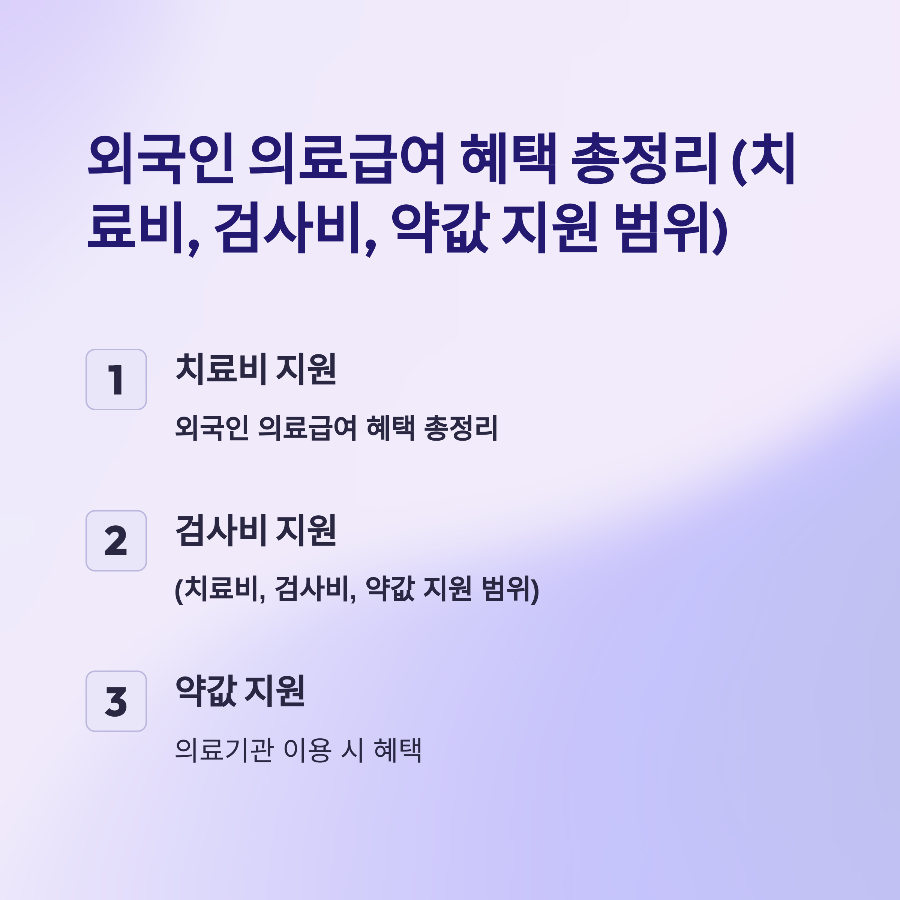 외국인 의료급여 혜택 총정리 (치료비, 검사비, 약값 지원 범위) 💊