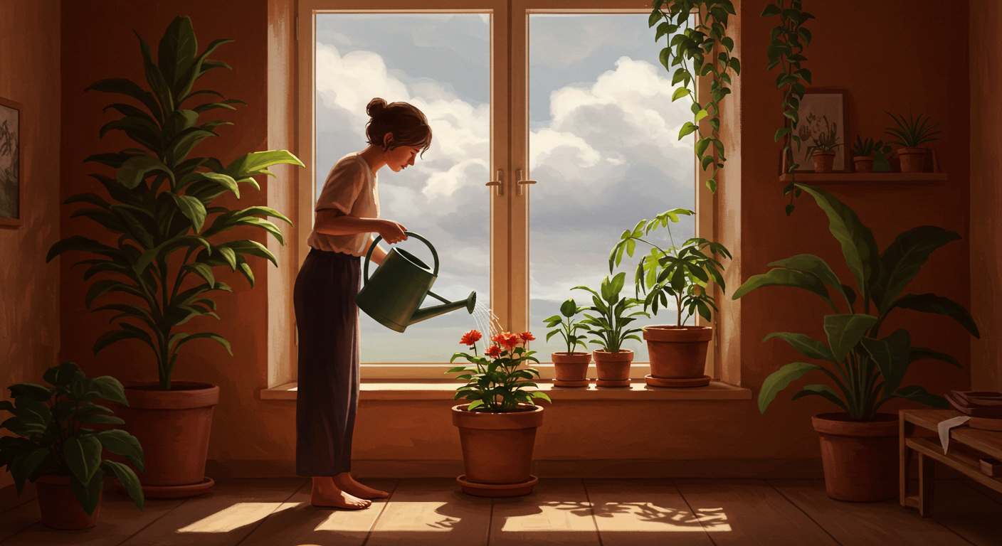 나의 내면에 물을주어 가꾼다는생각의 이미지