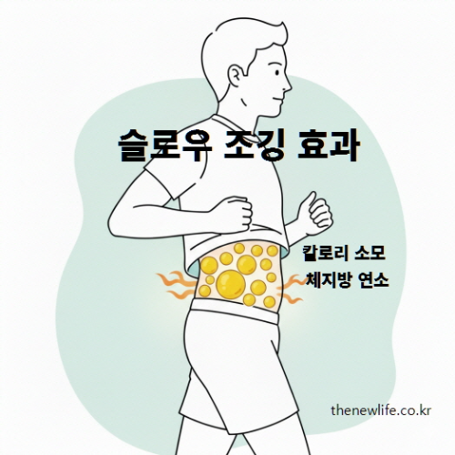 슬로우 조깅 효과 – 칼로리 소모와 체지방 연소를 나타내는 일러스트