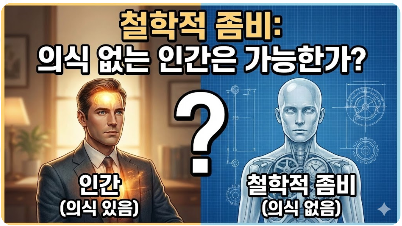 철학적 좀비 (Philosophical Zombie): 겉모습과 행동은 인간과 똑같지만 '의식(영혼)'만 없는 존재는 가능한가?