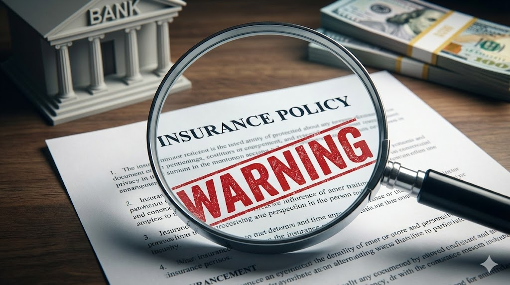 보험 증권의 이면을 꼼꼼히 살펴봐야 한다는 경고의 메시지를 담은 썸네일 Alt: 종신보험 주의사항 경고 돋보기