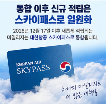 대한항공 아시아나 마일리지 통합 후 기존 마일리지