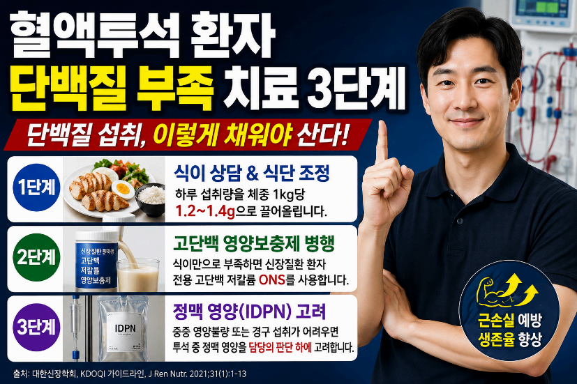 혈액투석환자 단백질 부족 치료 3단계 이미지사진