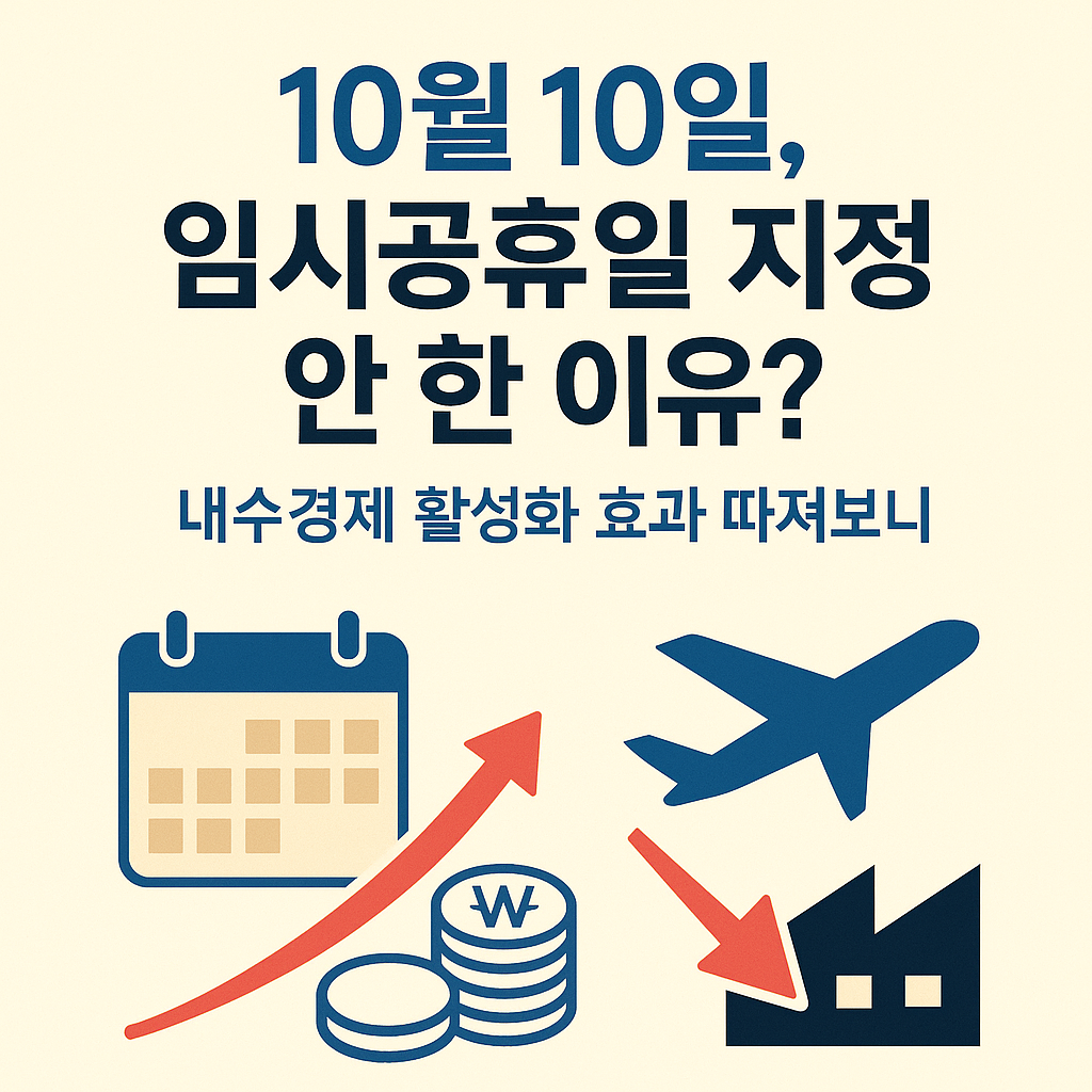 10월 10일 임시공휴일을 지정하지 않은 이유를 질문하는 텍스트 중심의 이미지