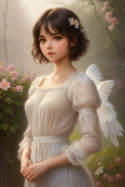 Playground AI로 생성한 그림(1) - 다소곳한 소녀