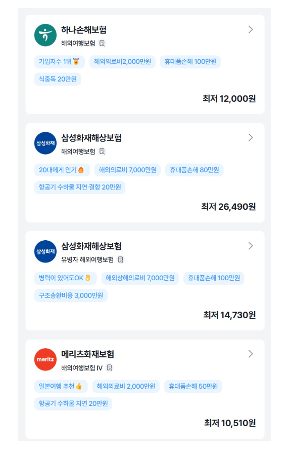 해외여행자보험 가격비교