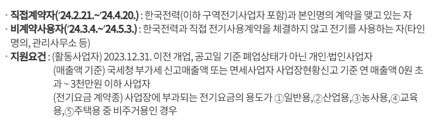 2024 소상공인 전기요금 특별지원 신청 방법